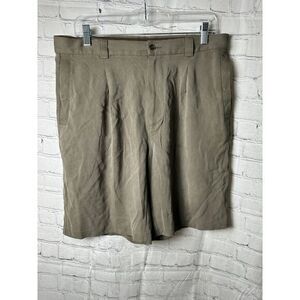 Tommy Bahama Tan/green/gray Flat Front Men Shorts 100% silk